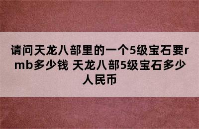 请问天龙八部里的一个5级宝石要rmb多少钱 天龙八部5级宝石多少人民币